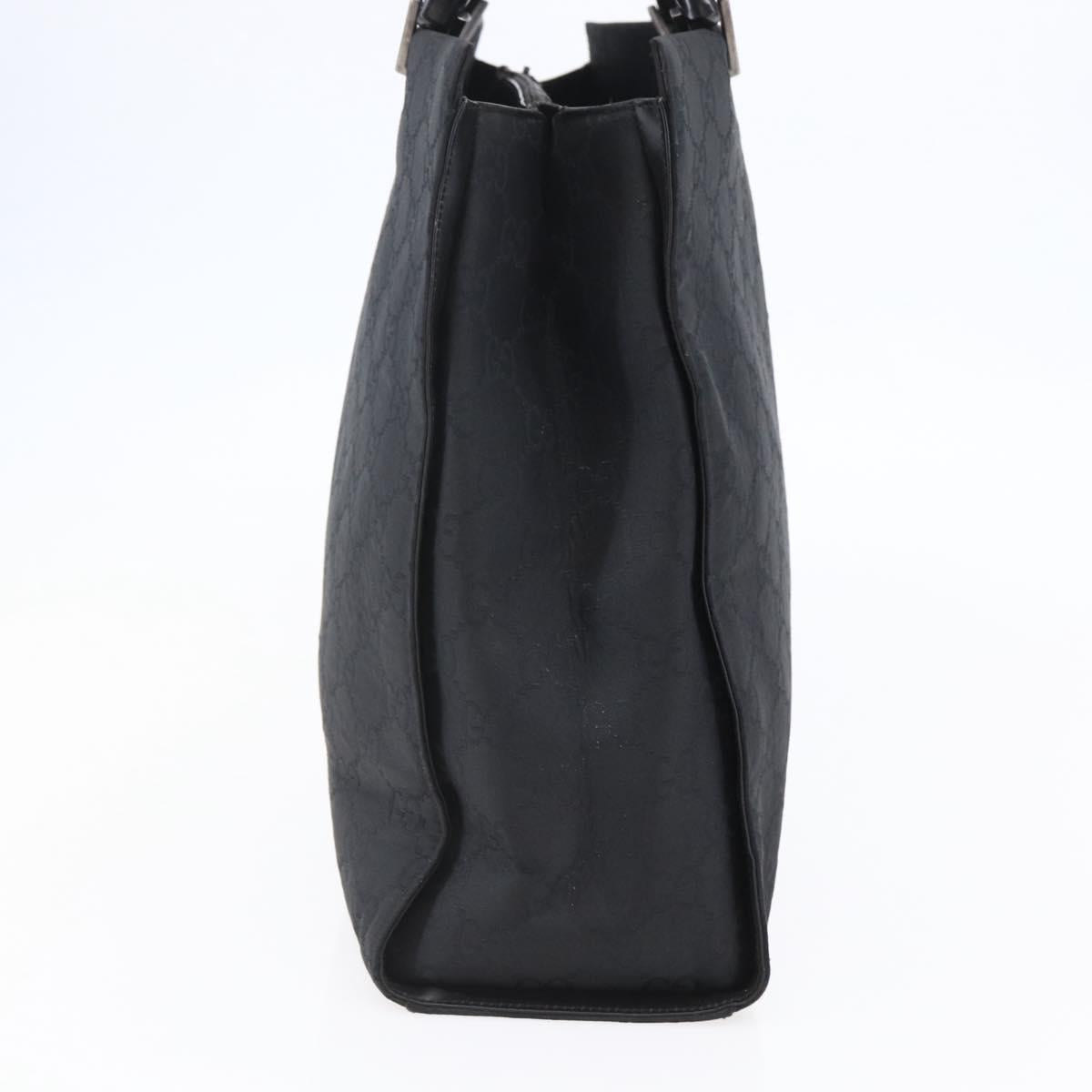 GUCCI GG Canvas Bamboo Hand Bag Nylon Black Silver 002 1015 Auth bs30178