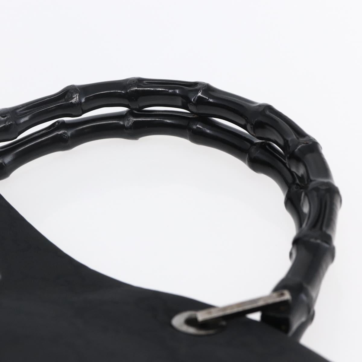 GUCCI GG Canvas Bamboo Hand Bag Nylon Black Silver 002 1015 Auth bs30178