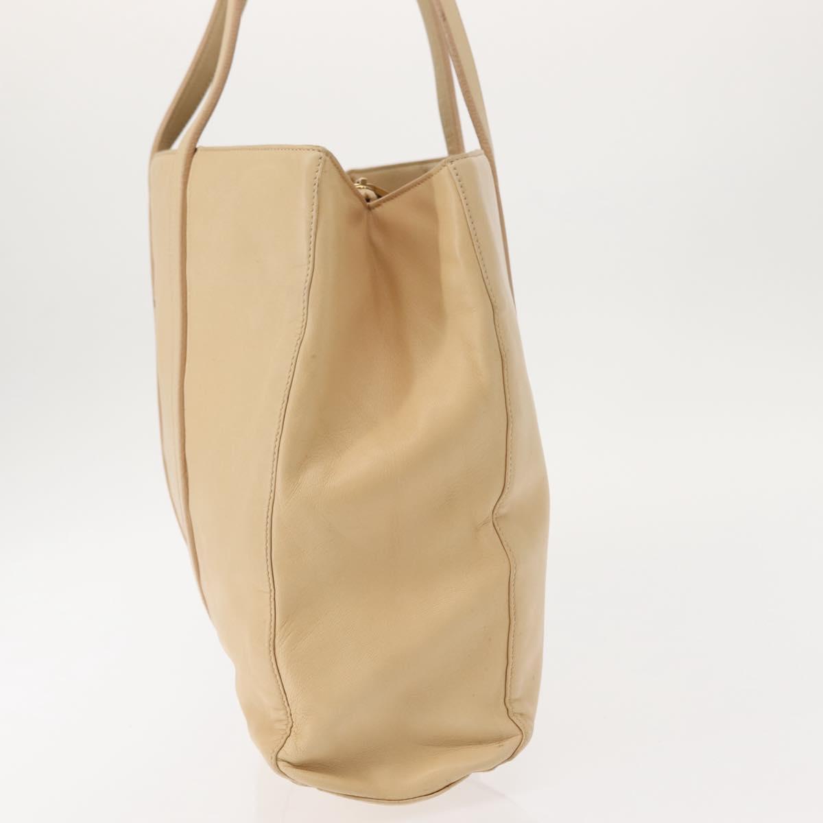 LOEWE Tote Bag Nappa leather Beige Gold Auth bs30179