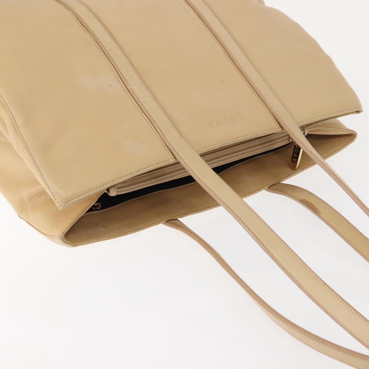 LOEWE Tote Bag Nappa leather Beige Gold Auth bs30179