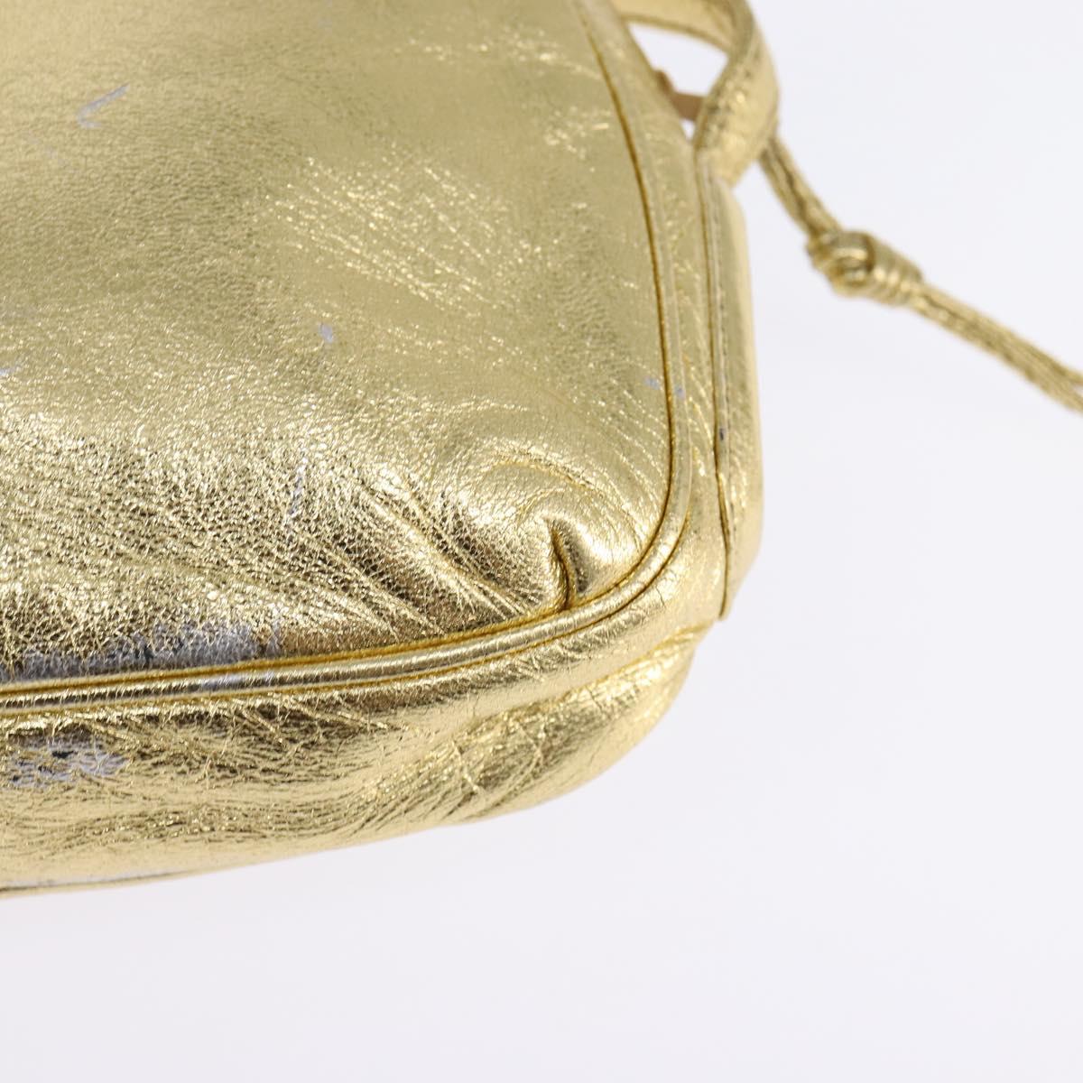 LOEWE Anagram Shoulder Bag Leather Gold Auth bs30180