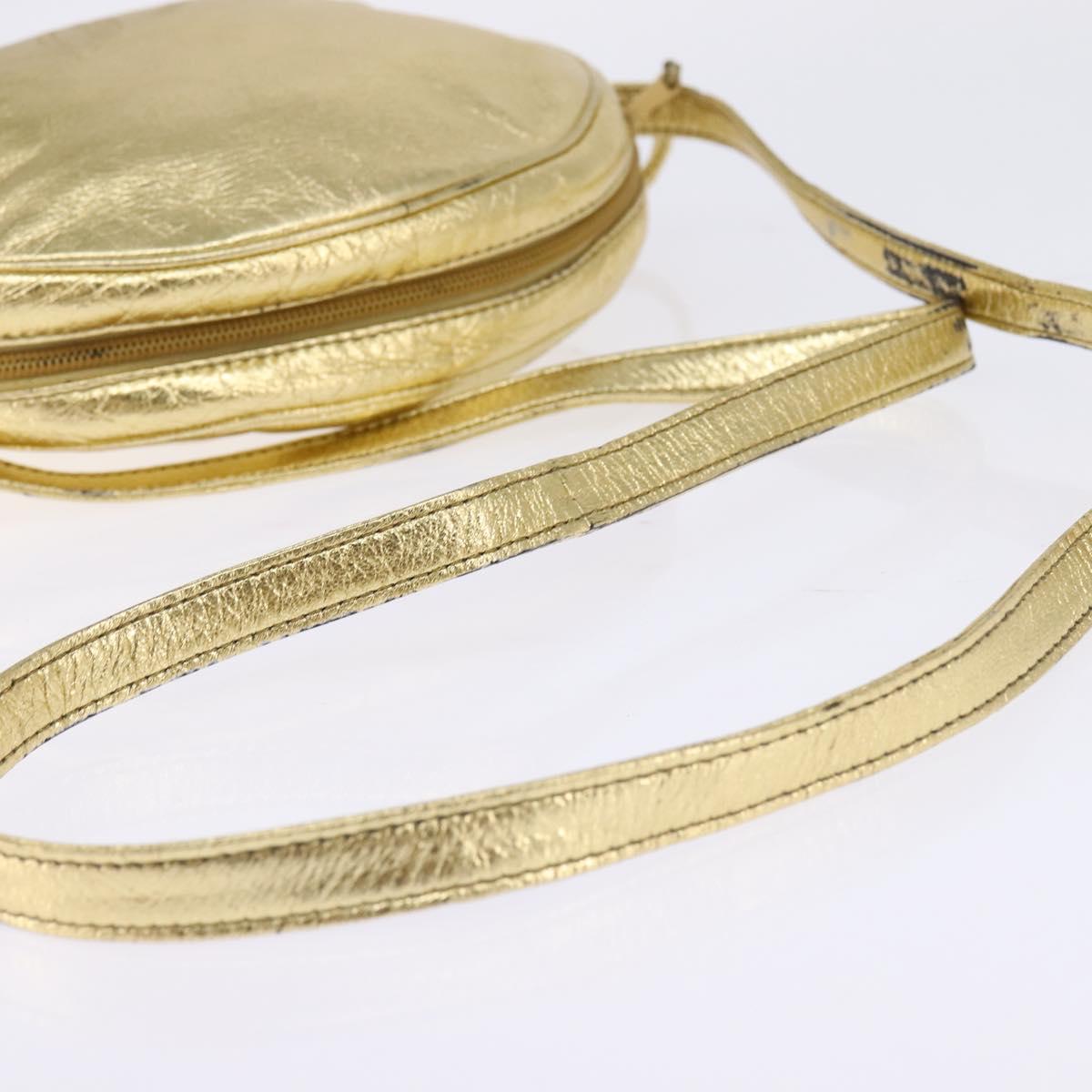 LOEWE Anagram Shoulder Bag Leather Gold Auth bs30180