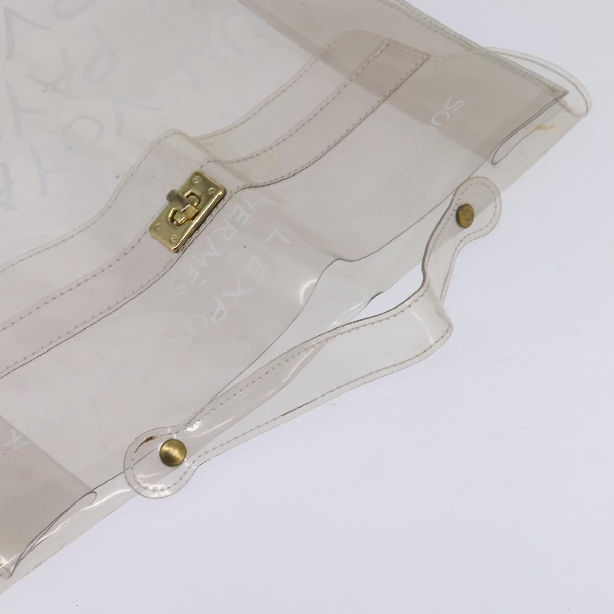 HERMES Vinyl Kelly Hand Bag Vinyl Clear Auth bs30181