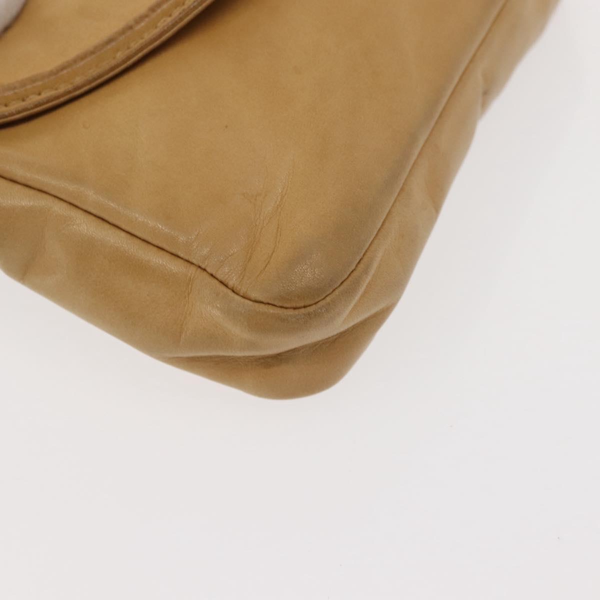 CHANEL Waist Pouch Lamb Skin Beige Gold CC Auth bs30183