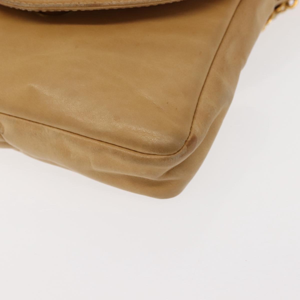CHANEL Waist Pouch Lamb Skin Beige Gold CC Auth bs30183