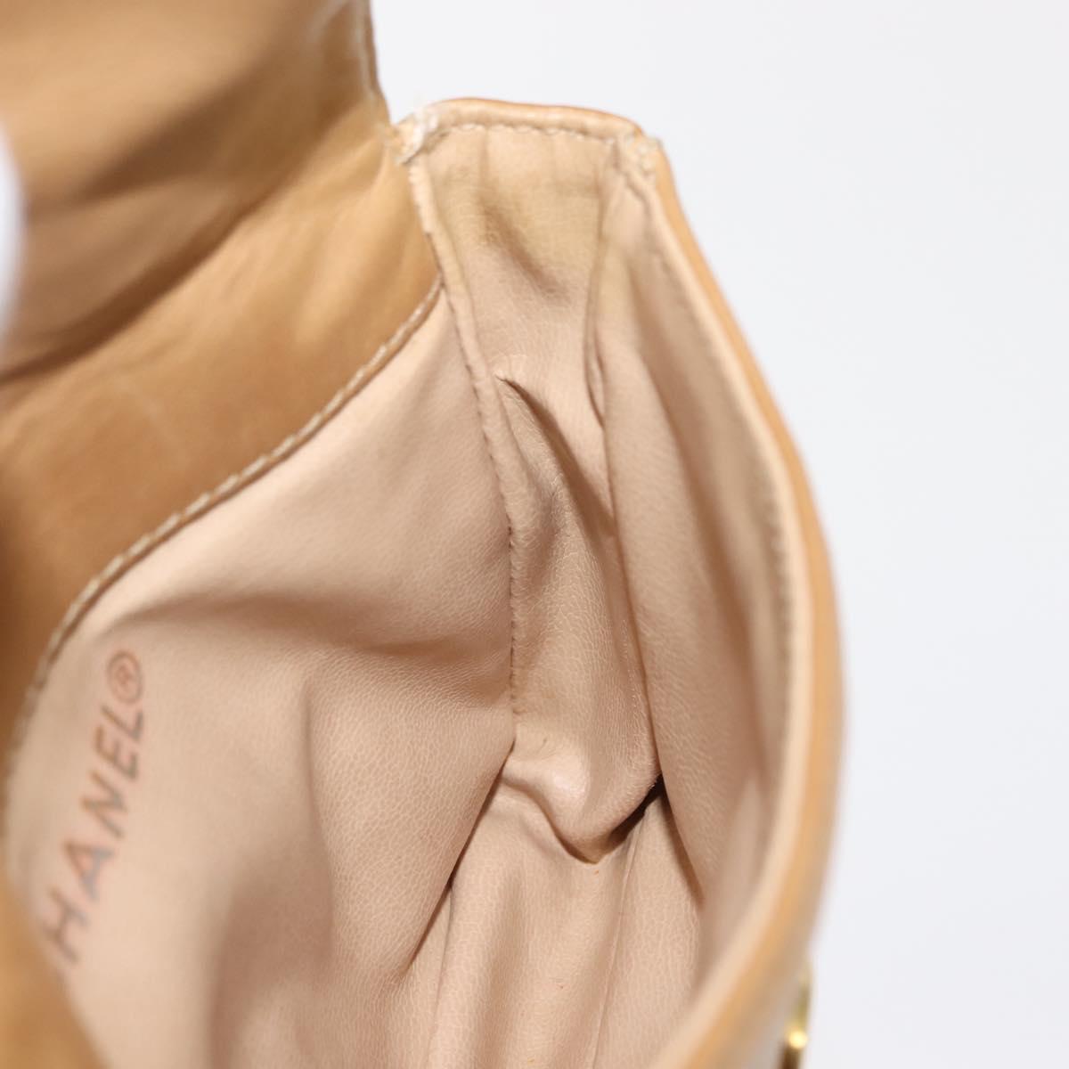 CHANEL Waist Pouch Lamb Skin Beige Gold CC Auth bs30183