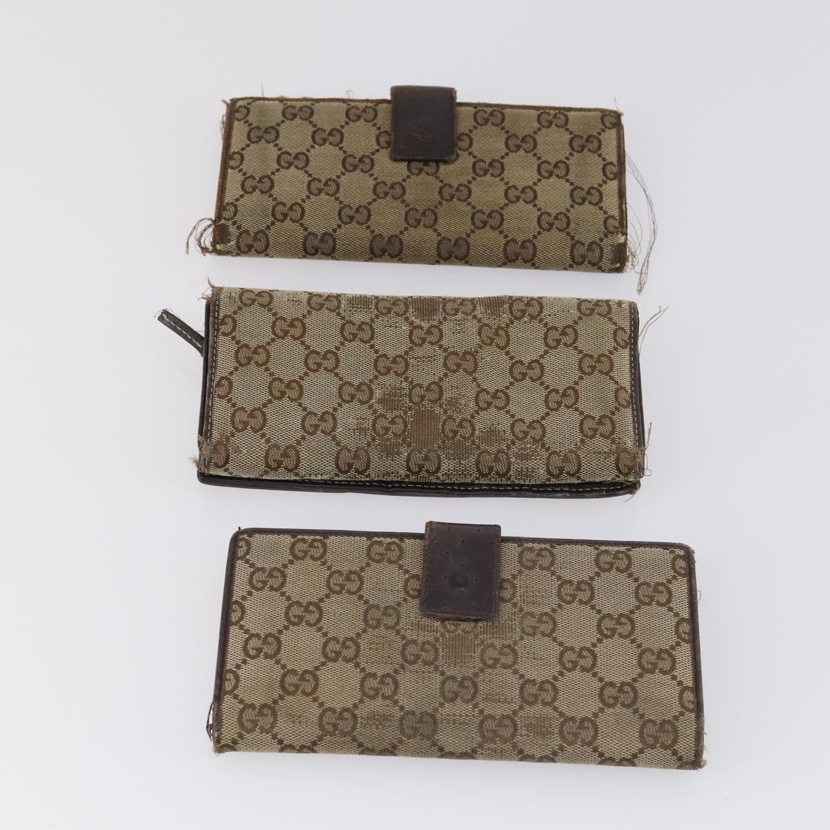 GUCCI GG Canvas Wallet 6Set Beige Gold Auth bs30187