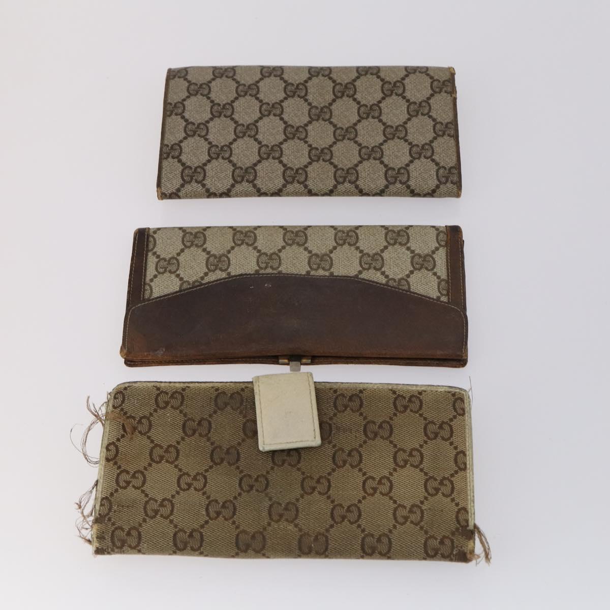 GUCCI GG Canvas Wallet 6Set Beige Gold Auth bs30187