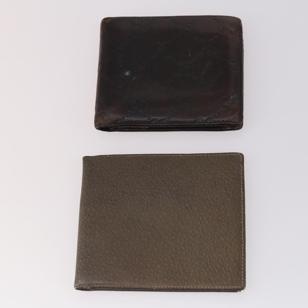 GUCCI Wallet Leather 7Set Black Brown Auth bs30188