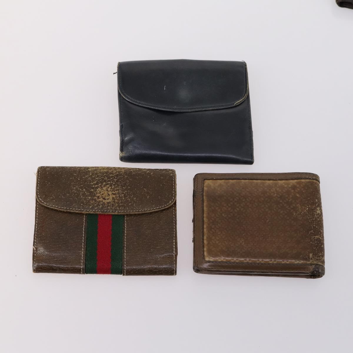 GUCCI Wallet Leather 7Set Black Brown Auth bs30188