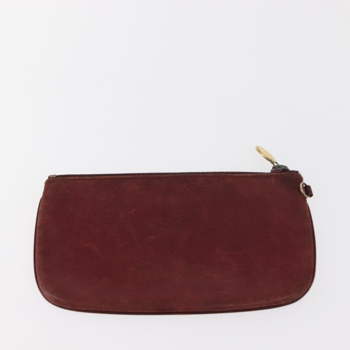 CARTIER Must Line Key Case Wallet Leather 8Set Bordeaux Black Auth bs30193