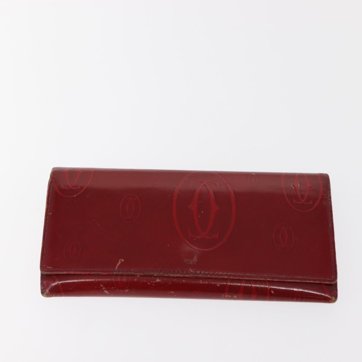 CARTIER Must Line Key Case Wallet Leather 8Set Bordeaux Black Auth bs30193
