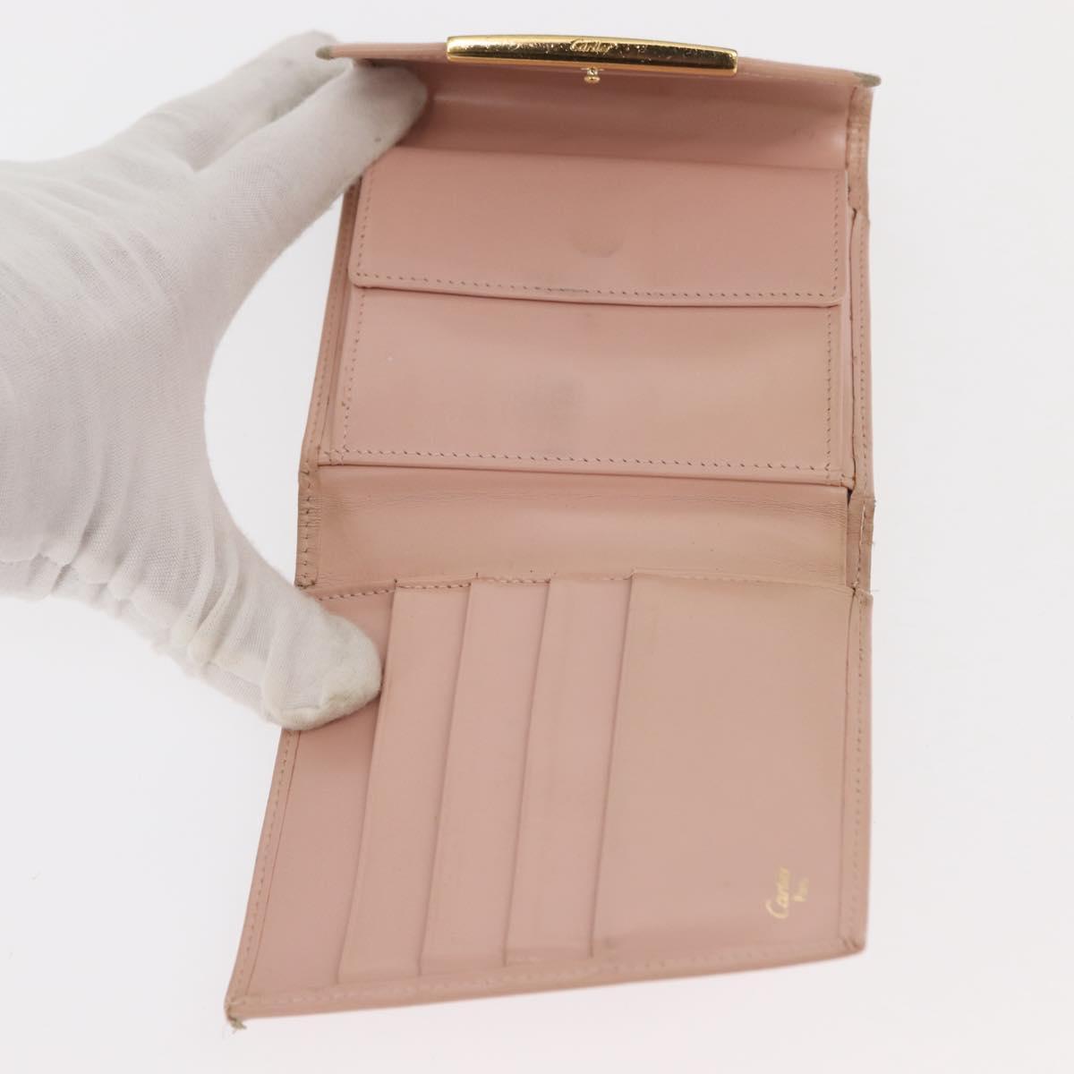 CARTIER Must Line Key Case Wallet Leather 8Set Bordeaux Black Auth bs30193