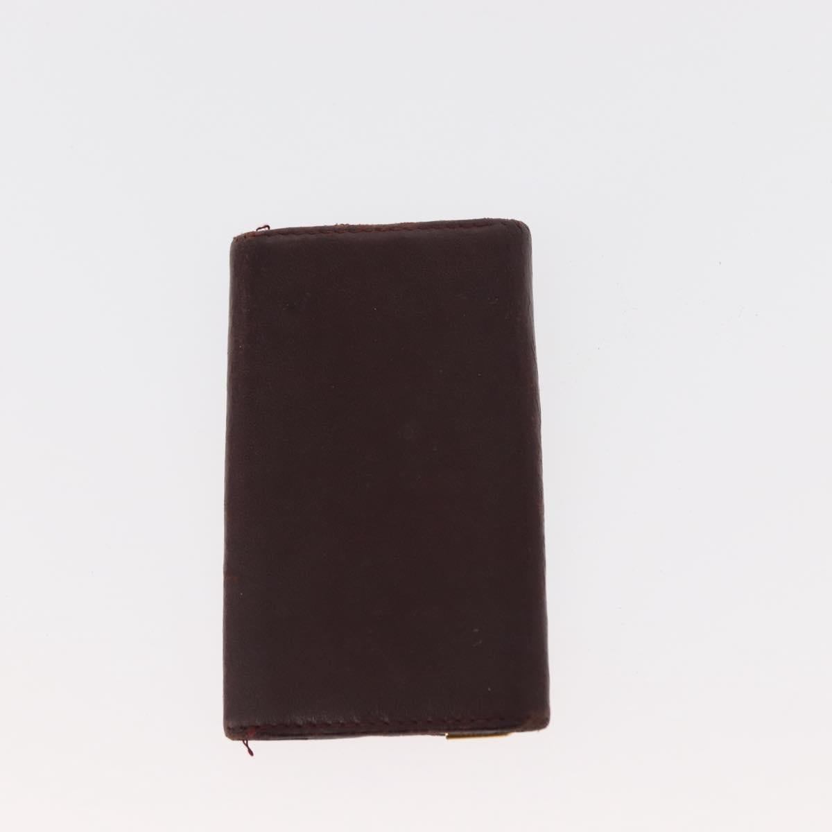 CARTIER Must Line Key Case Wallet Leather 8Set Bordeaux Black Auth bs30193