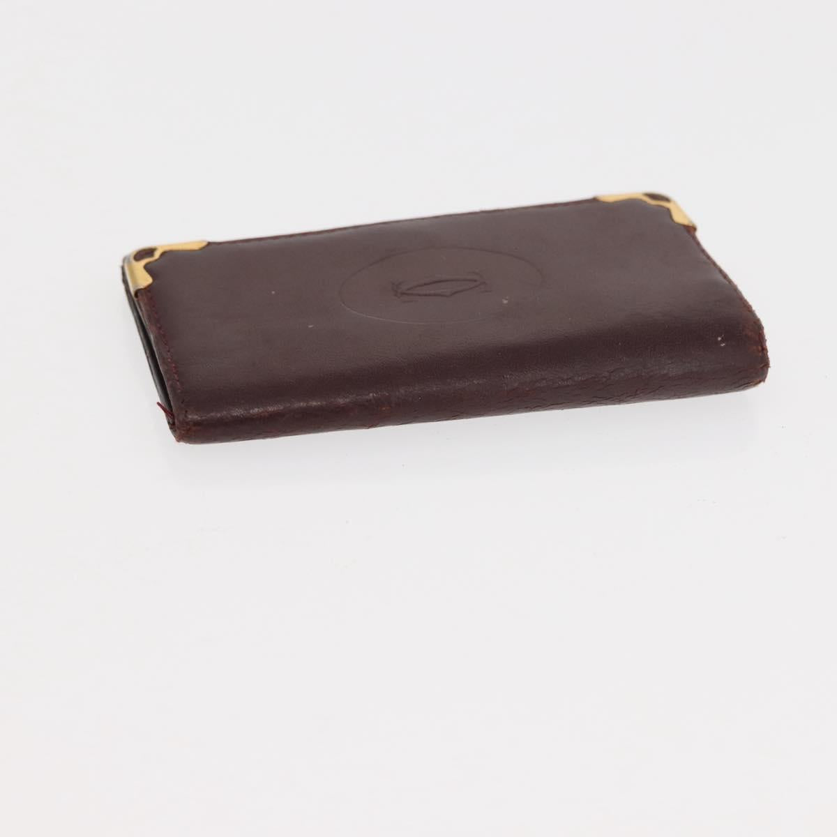 CARTIER Must Line Key Case Wallet Leather 8Set Bordeaux Black Auth bs30193