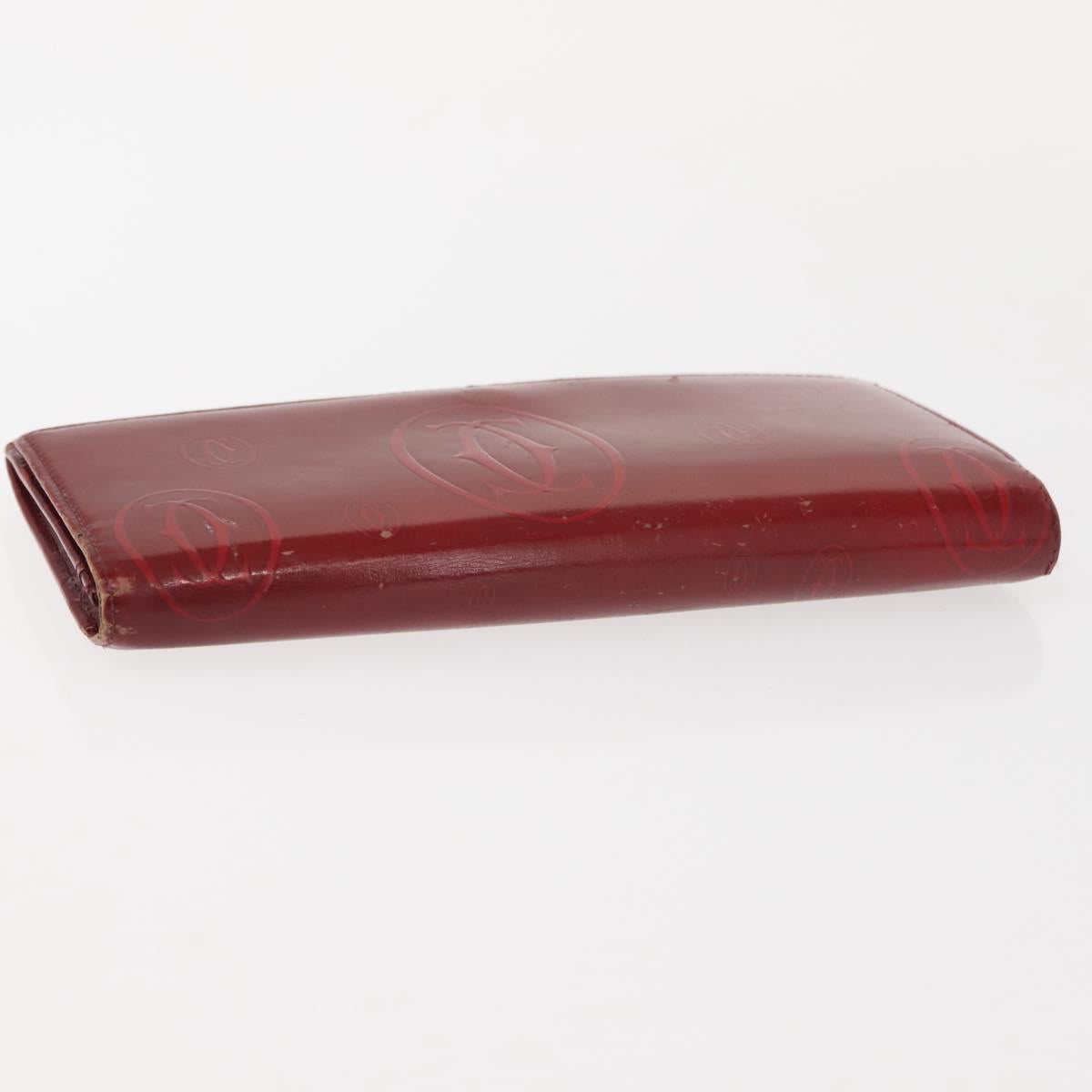 CARTIER Must Line Key Case Wallet Leather 8Set Bordeaux Black Auth bs30193