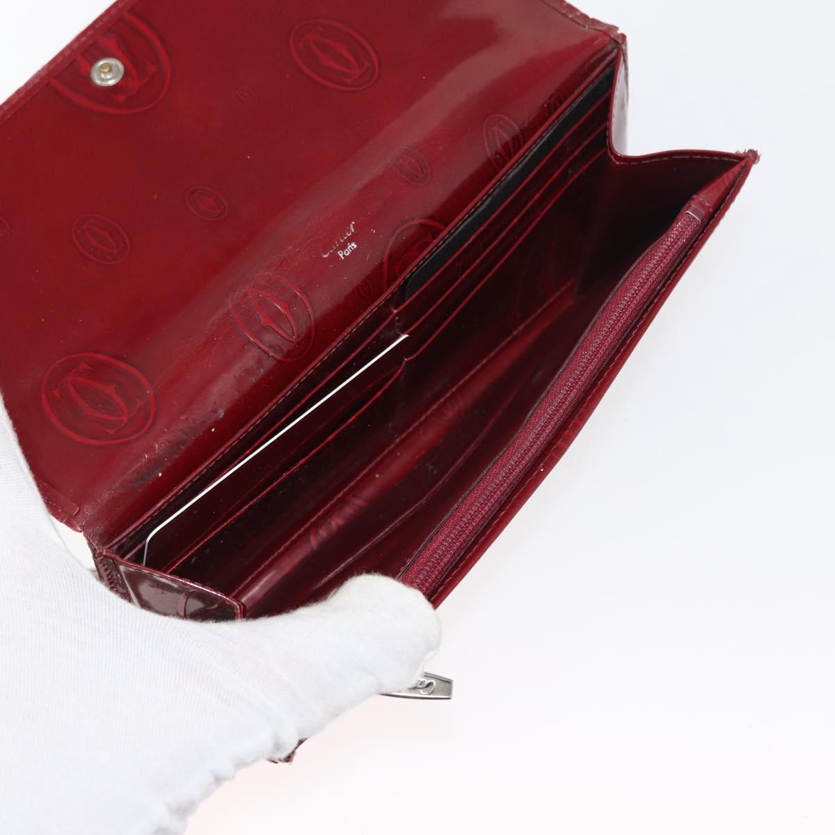 CARTIER Must Line Key Case Wallet Leather 8Set Bordeaux Black Auth bs30193