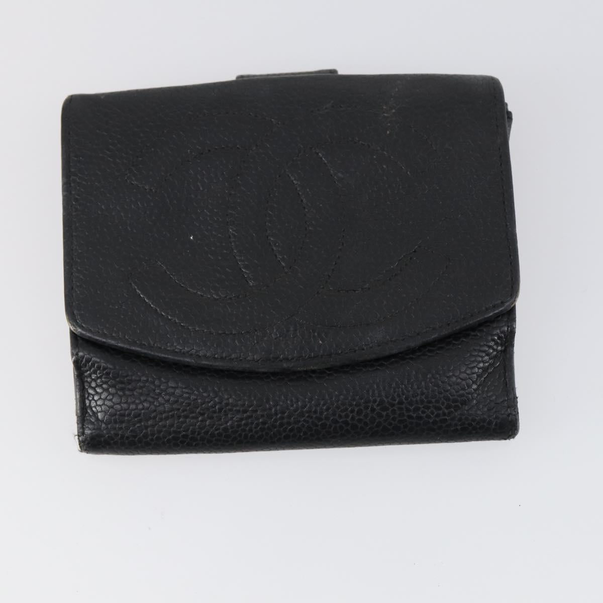 CHANEL Wallet Leather 3Set Black CC Auth bs30194