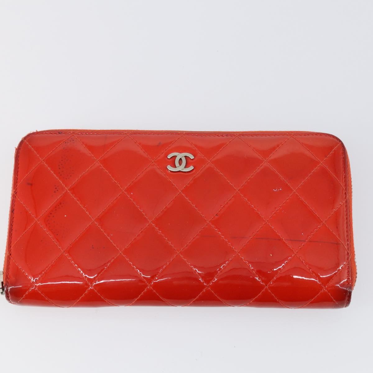 CHANEL Wallet Enamel Leather 3Set Black Red CC Auth bs30195
