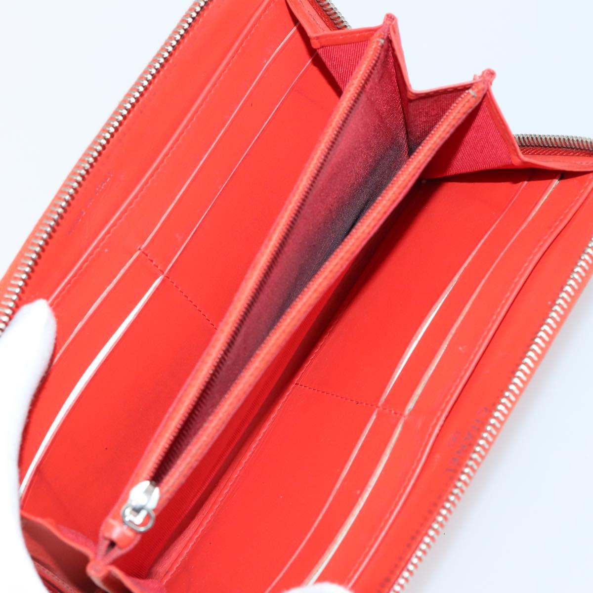 CHANEL Wallet Enamel Leather 3Set Black Red CC Auth bs30195