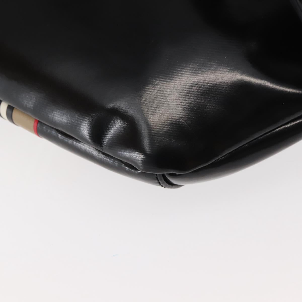 BURBERRY Body Bag Coated Canvas Black Silver Auth bs30206