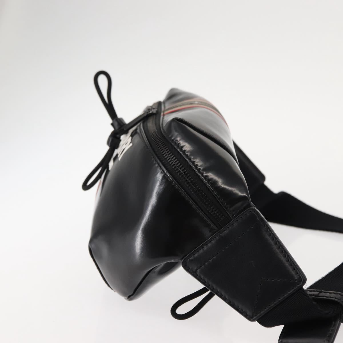 BURBERRY Body Bag Coated Canvas Black Silver Auth bs30206