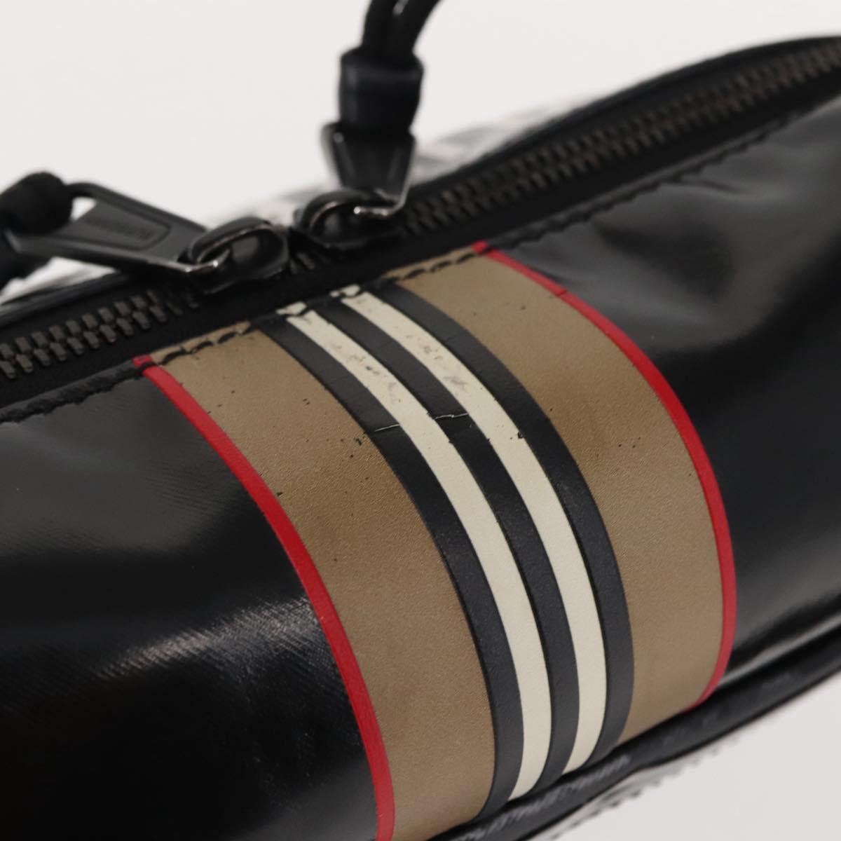 BURBERRY Body Bag Coated Canvas Black Silver Auth bs30206