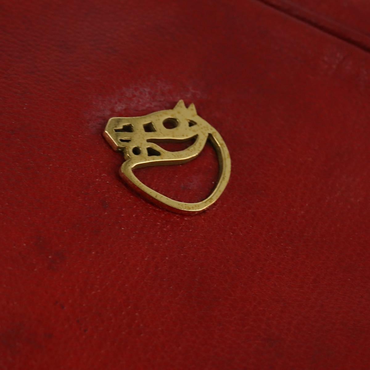 HERMES Jockey Shoulder Bag Leather Red Gold Auth bs30207