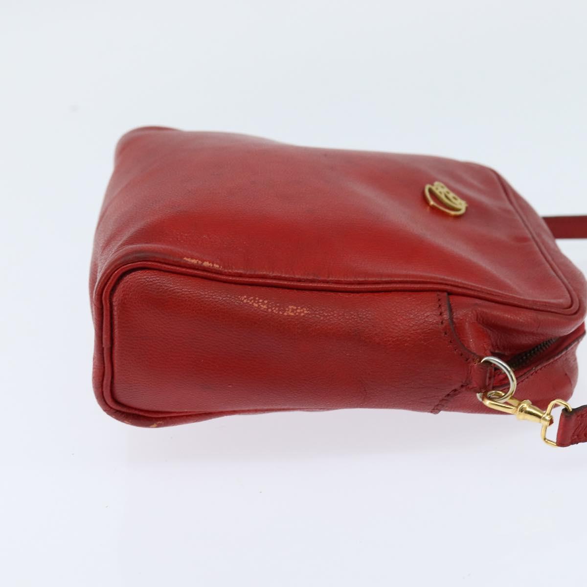 HERMES Jockey Shoulder Bag Leather Red Gold Auth bs30207
