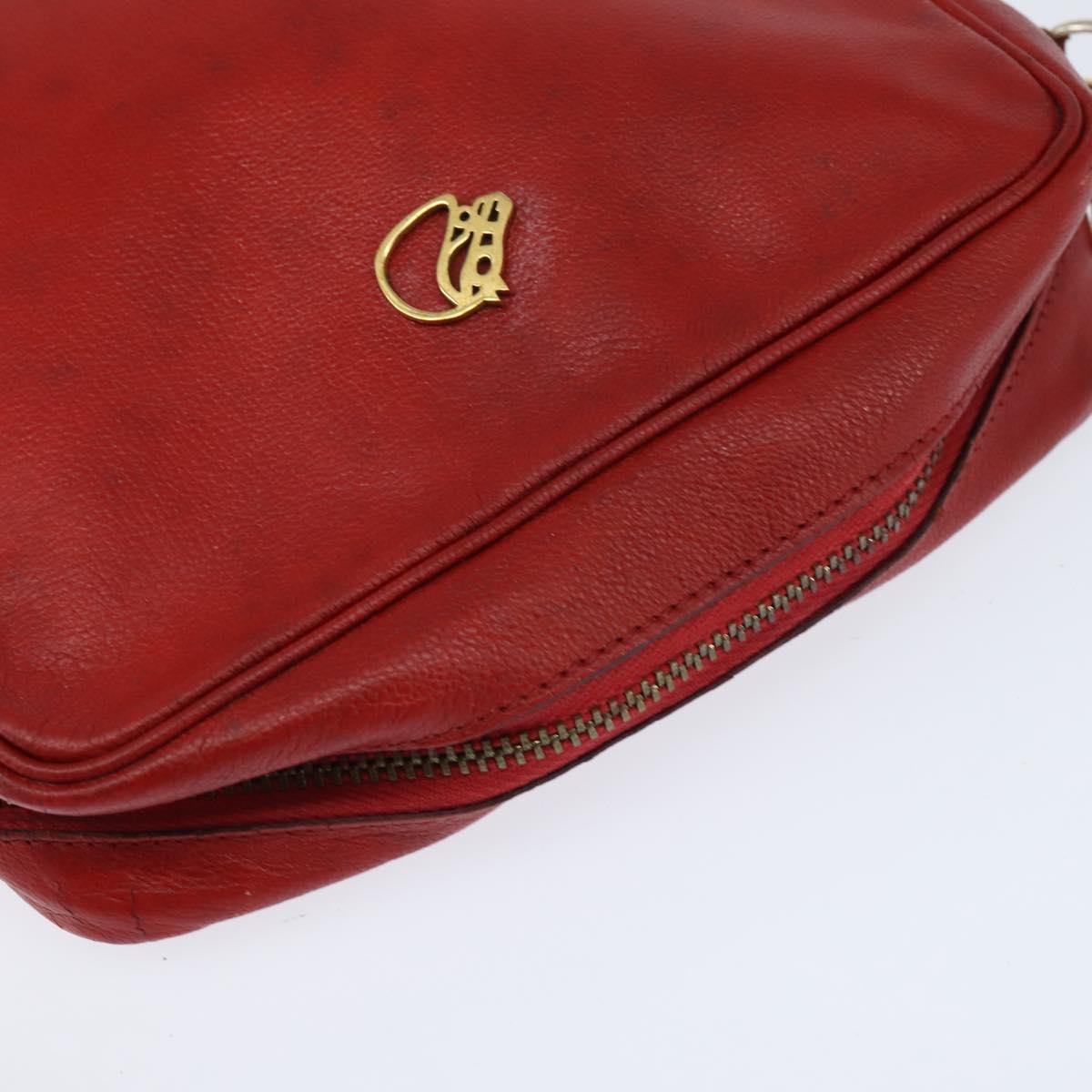 HERMES Jockey Shoulder Bag Leather Red Gold Auth bs30207