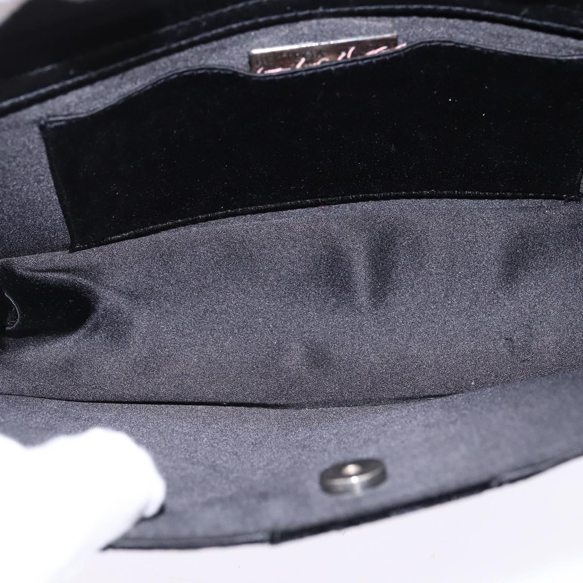 BOTTEGA VENETA Hand Bag Velor Satin Black Auth bs30208