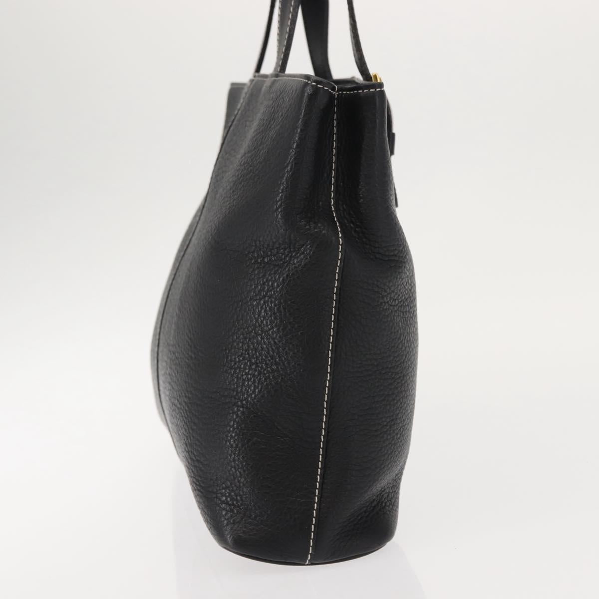 Burberrys Nova Check Tote Bag Leather Black Gold Auth bs30209