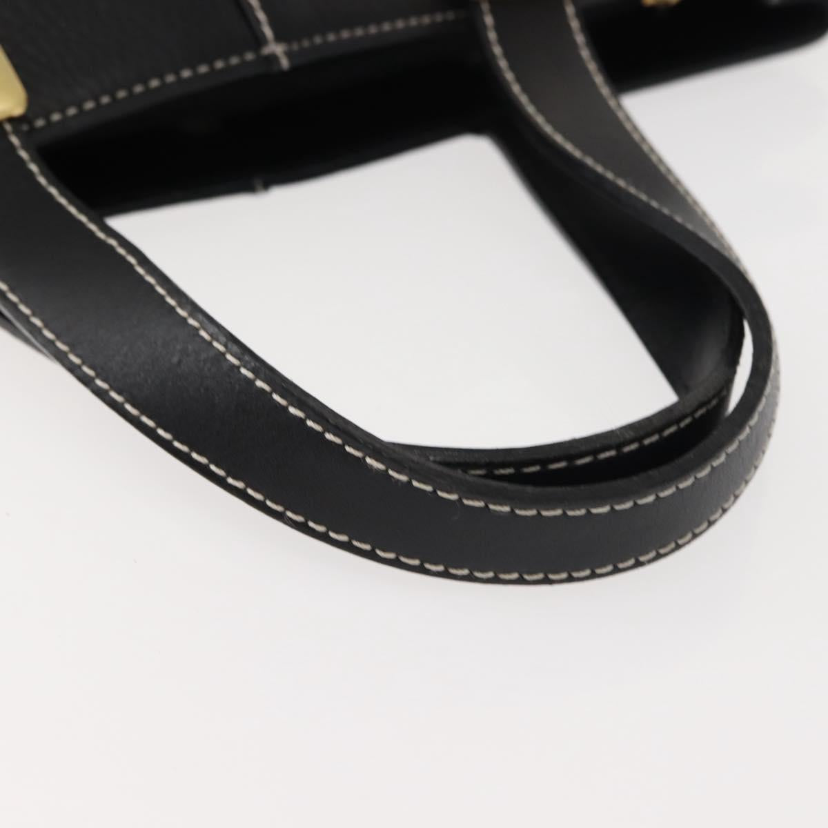 Burberrys Nova Check Tote Bag Leather Black Gold Auth bs30209