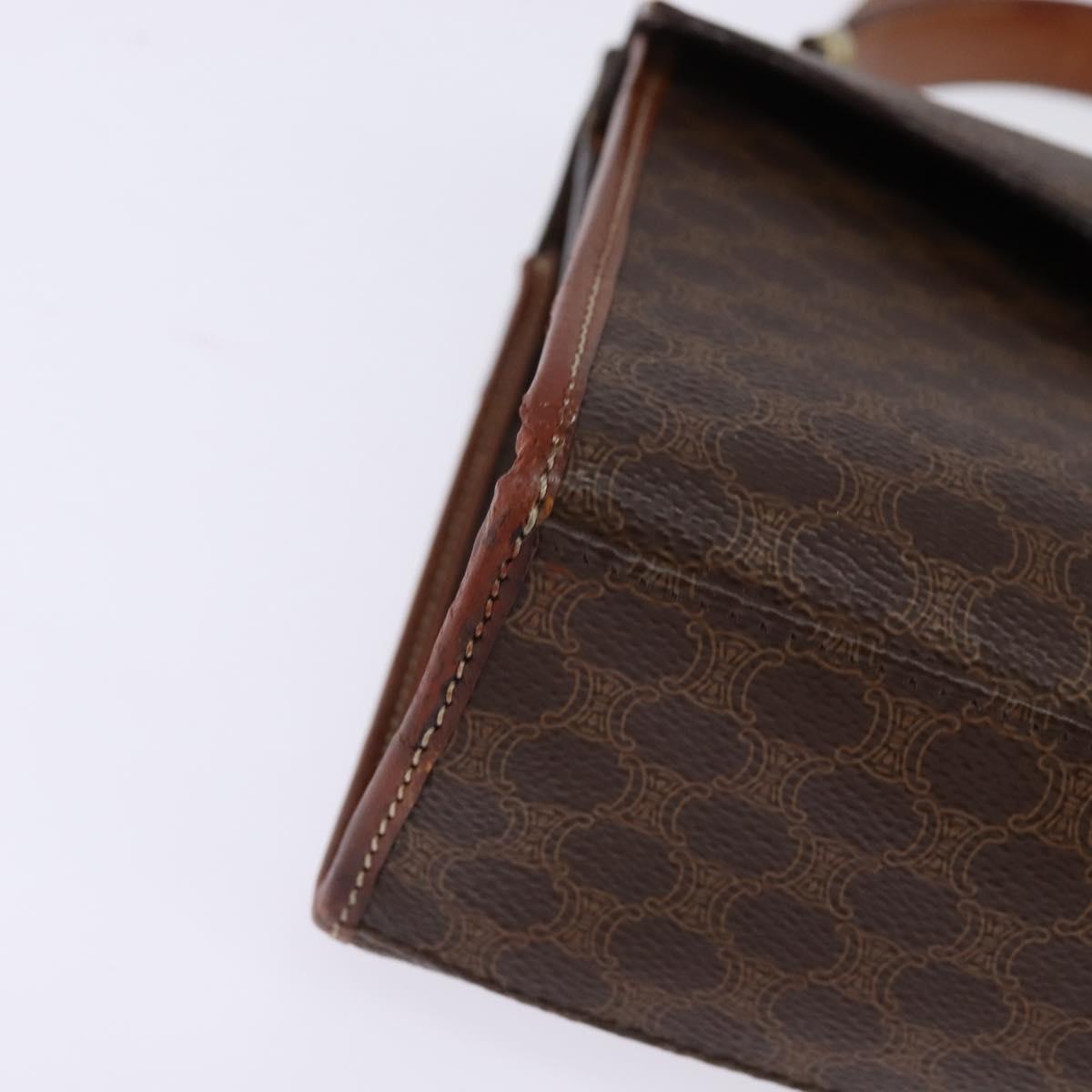 CELINE Macadam Canvas Shoulder Bag PVC Leather 2way Brown Gold Auth bs30213