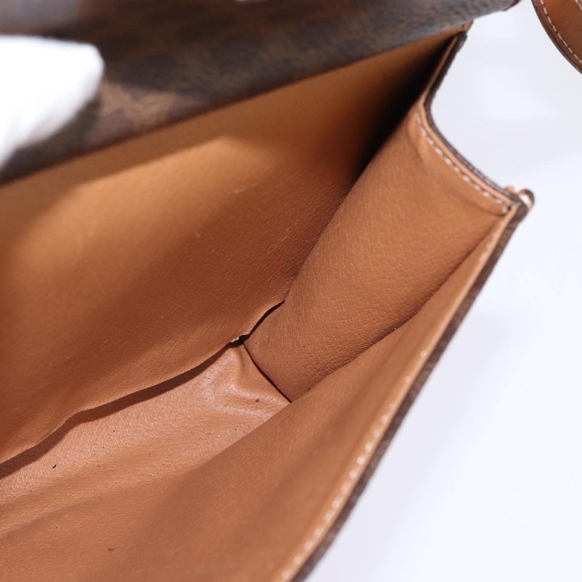 CELINE Macadam Canvas Shoulder Bag PVC Leather 2way Brown Gold Auth bs30213