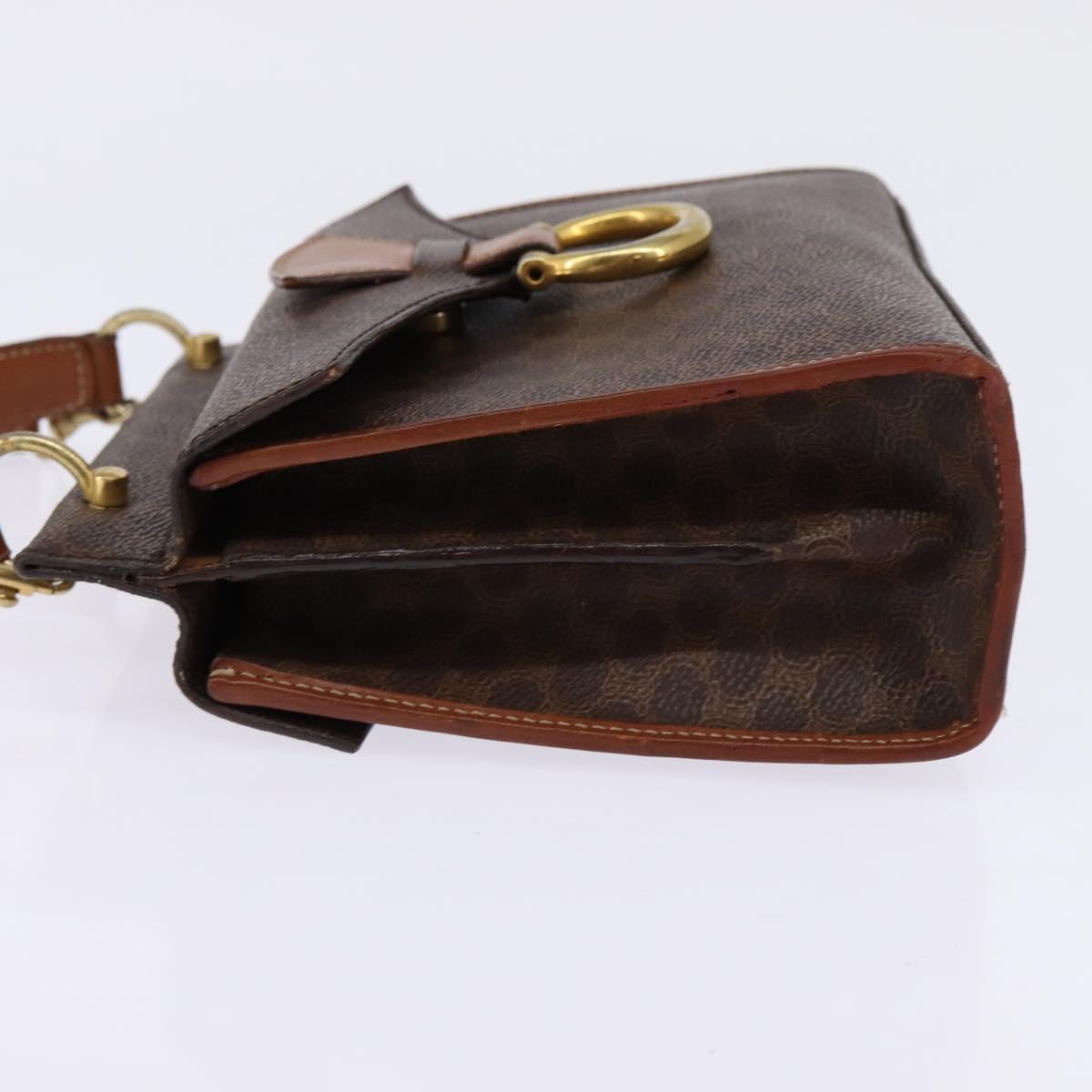 CELINE Macadam Canvas Shoulder Bag PVC Leather 2way Brown Gold Auth bs30213