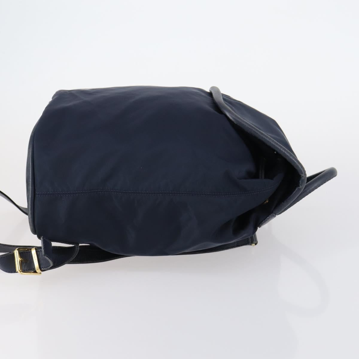 CELINE Circle Backpack Nylon Navy Gold Auth bs30214