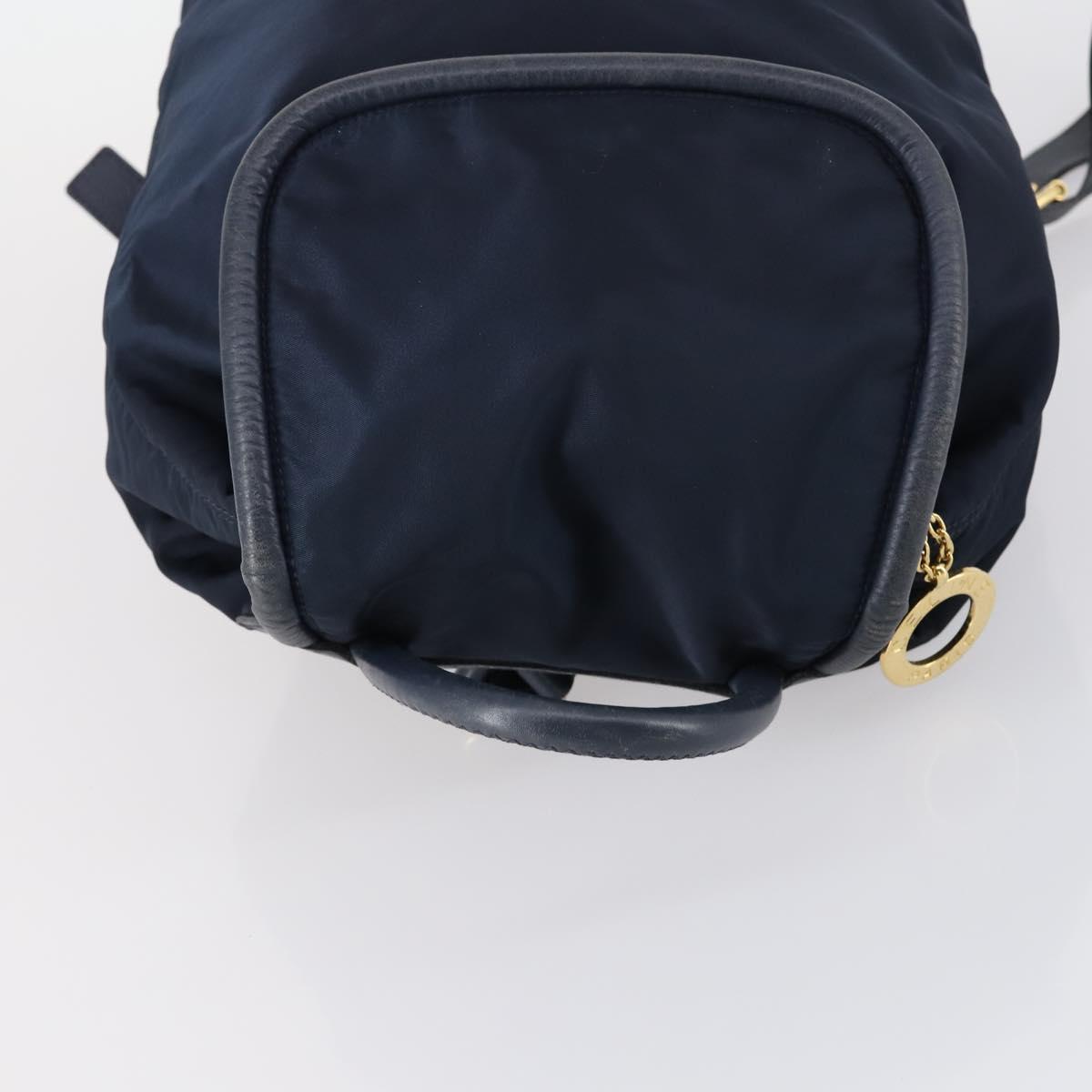 CELINE Circle Backpack Nylon Navy Gold Auth bs30214