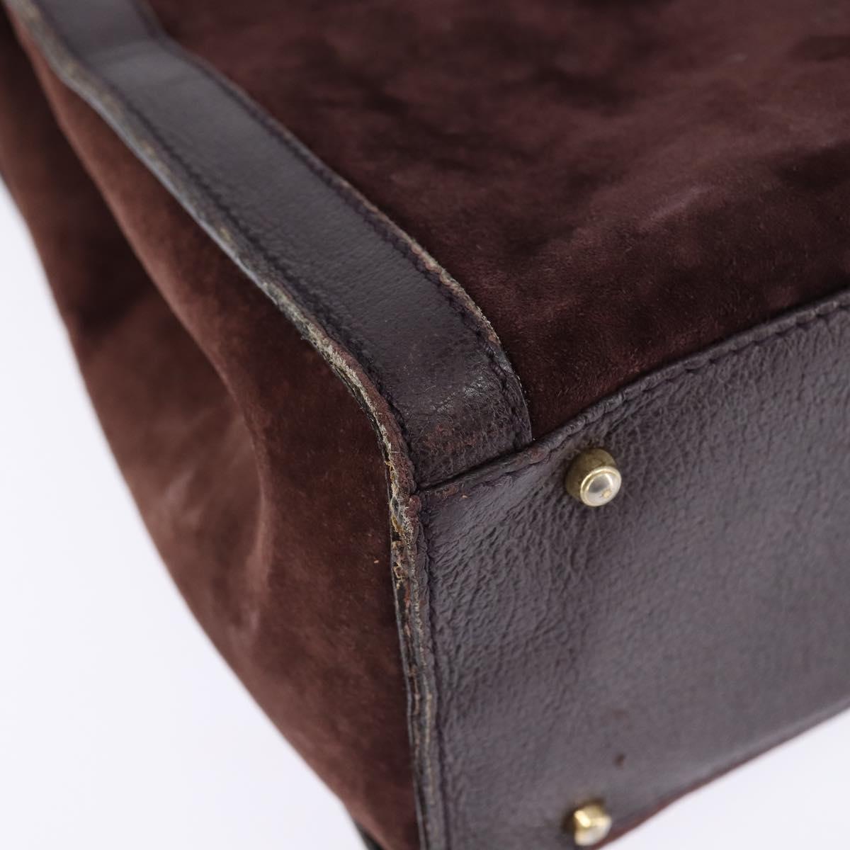 GUCCI Diana Bamboo Hand Bag Leather Suede Brown Gold 002 1095 0260 Auth bs30218