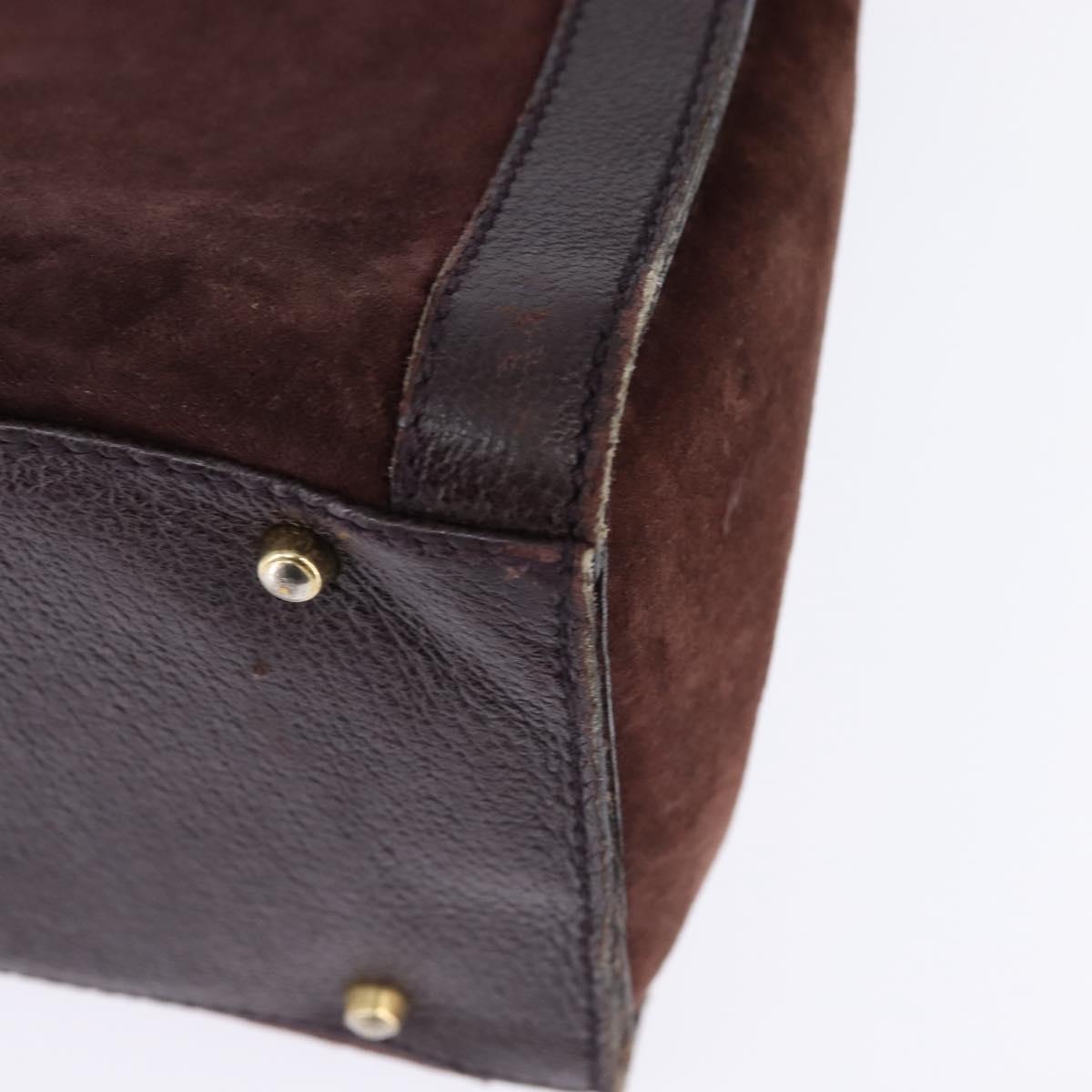 GUCCI Diana Bamboo Hand Bag Leather Suede Brown Gold 002 1095 0260 Auth bs30218