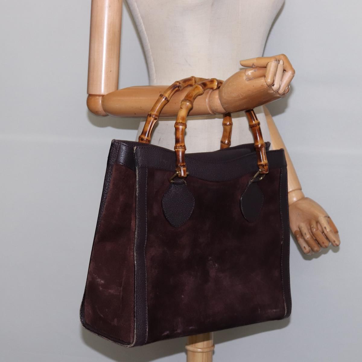 GUCCI Diana Bamboo Hand Bag Leather Suede Brown Gold 002 1095 0260 Auth bs30218