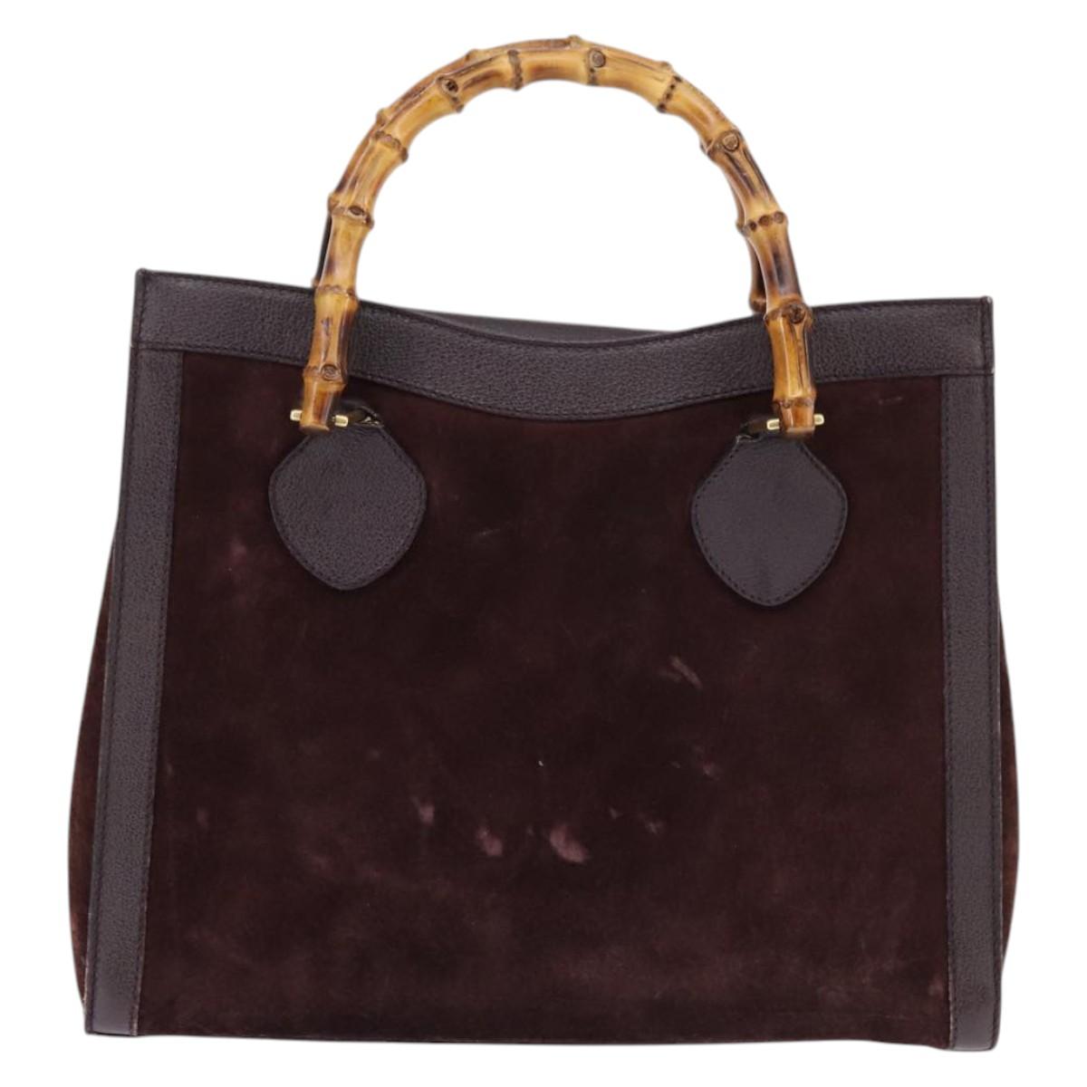 GUCCI Diana Bamboo Hand Bag Leather Suede Brown Gold 002 1095 0260 Auth bs30218