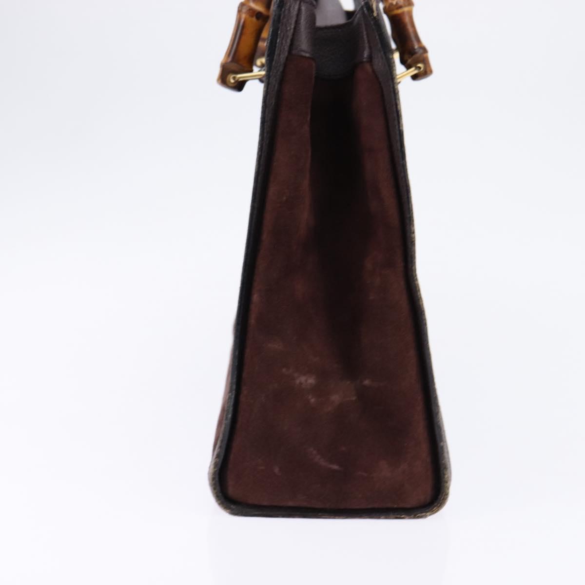 GUCCI Diana Bamboo Hand Bag Leather Suede Brown Gold 002 1095 0260 Auth bs30218