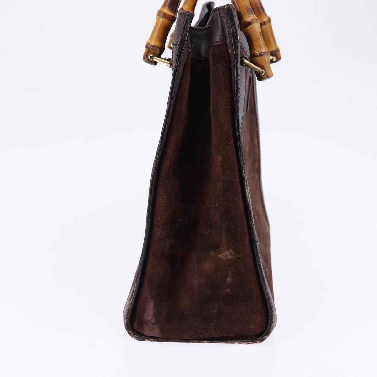 GUCCI Diana Bamboo Hand Bag Leather Suede Brown Gold 002 1095 0260 Auth bs30218