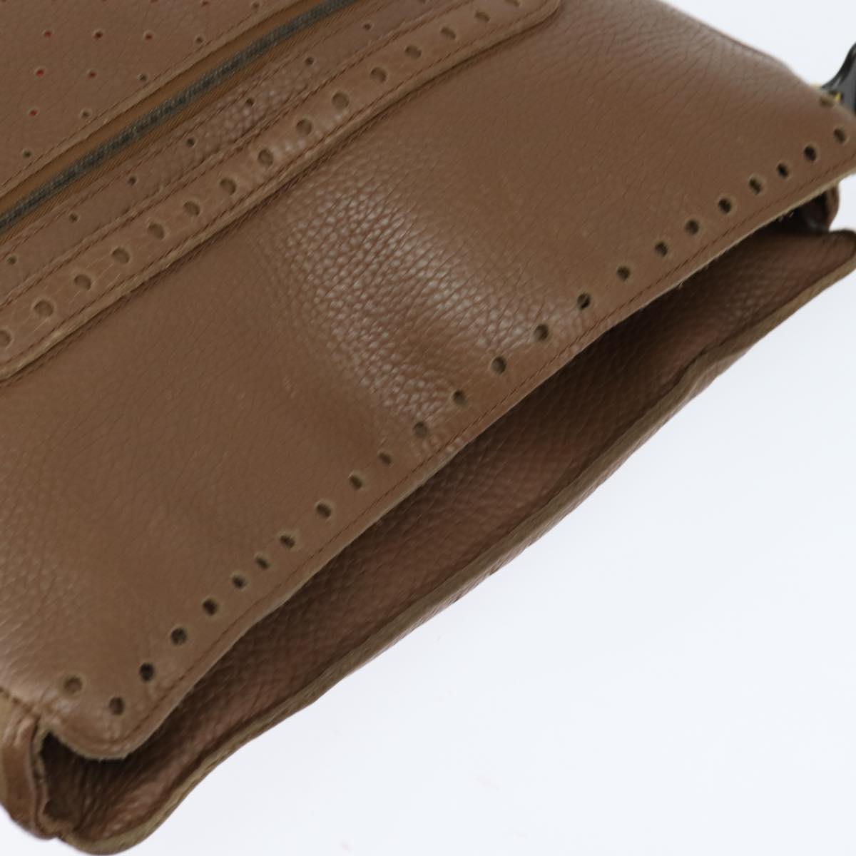 BOTTEGA VENETA Shoulder Bag Punching leather Brown Gold Auth bs30220