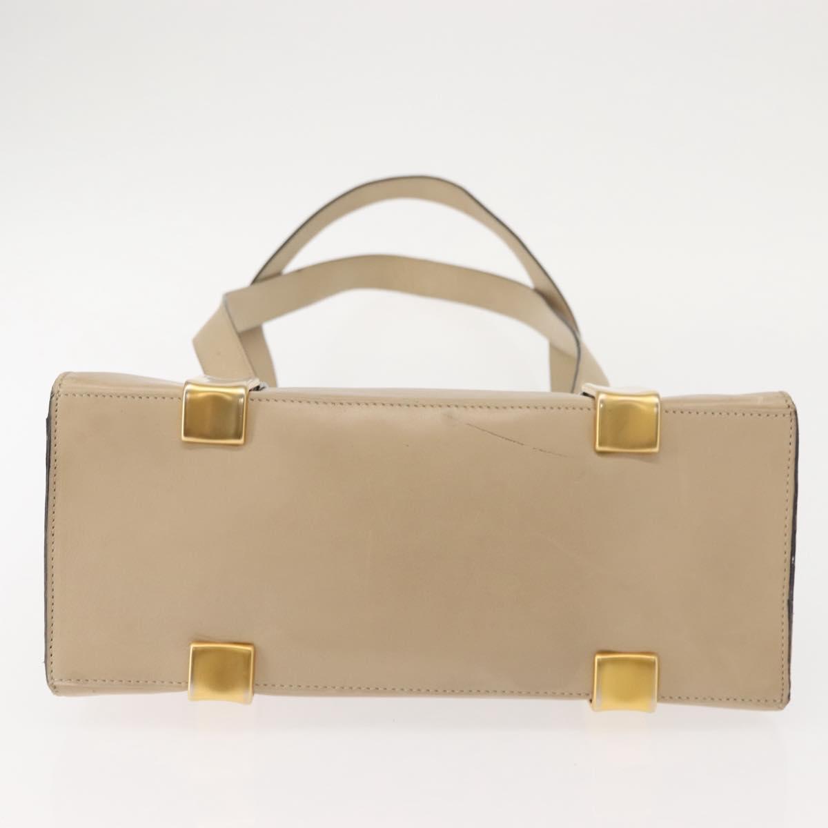 CELINE Shoulder Bag Leather Beige Gold Auth bs30225