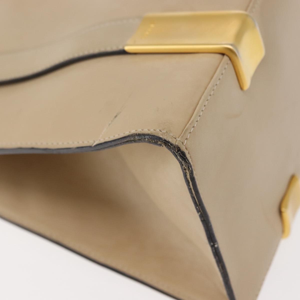 CELINE Shoulder Bag Leather Beige Gold Auth bs30225