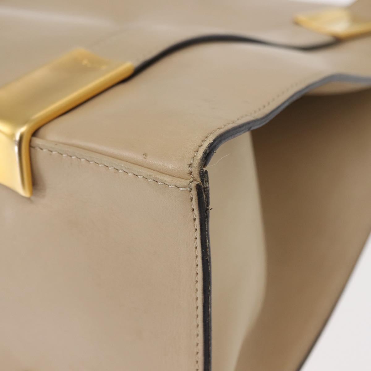 CELINE Shoulder Bag Leather Beige Gold Auth bs30225
