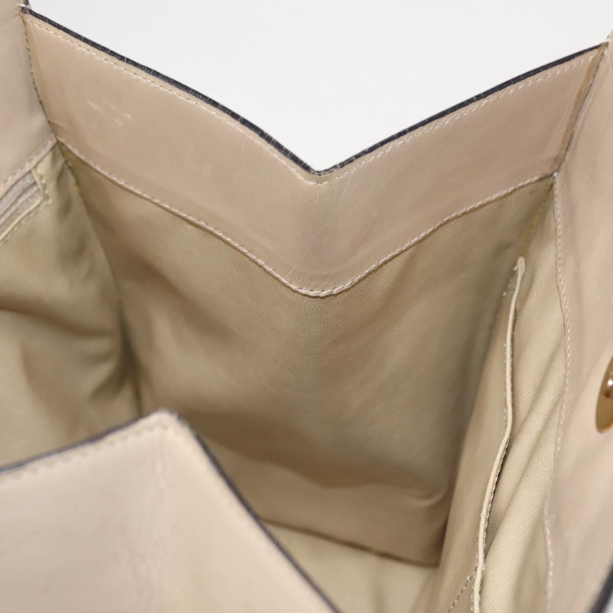 CELINE Shoulder Bag Leather Beige Gold Auth bs30225