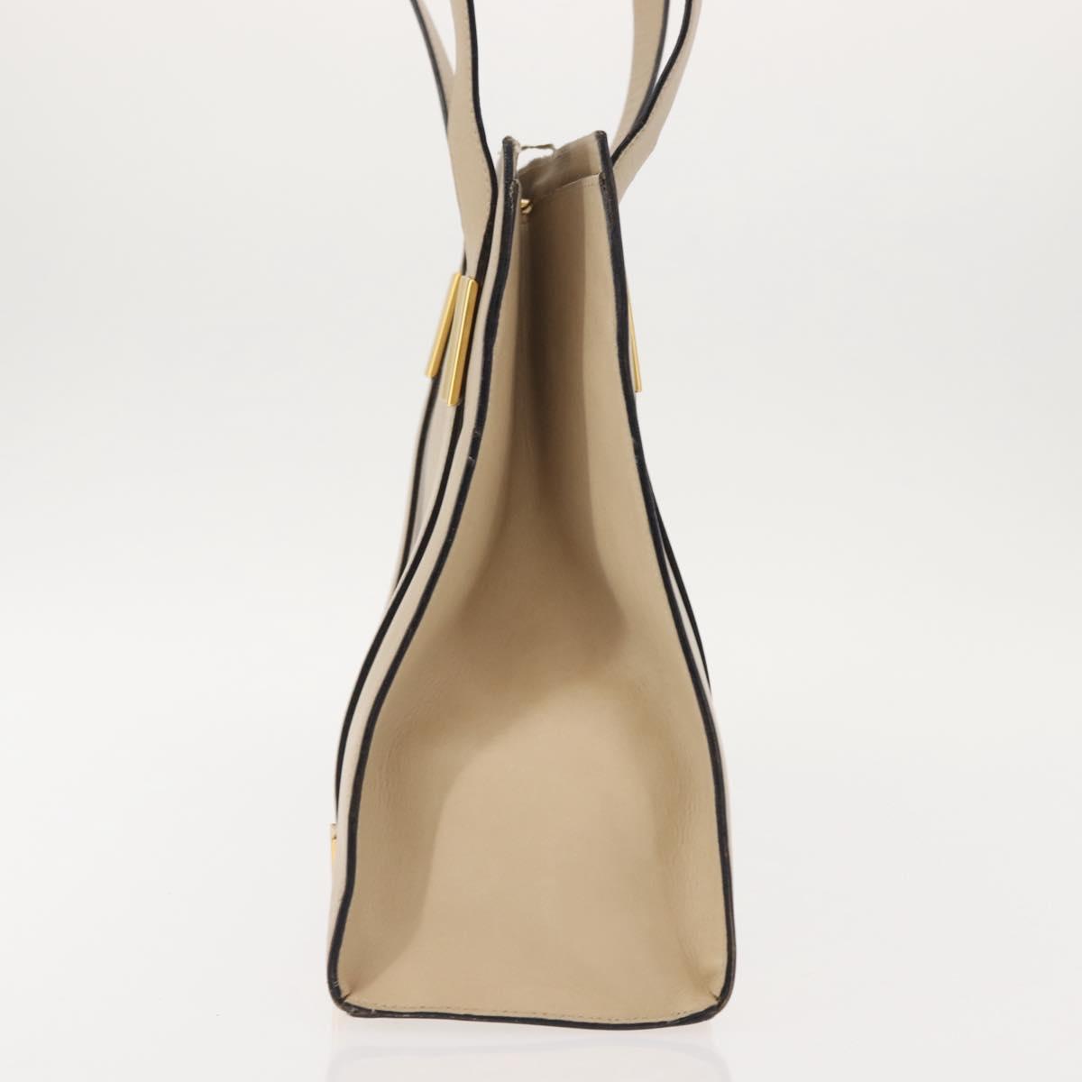 CELINE Shoulder Bag Leather Beige Gold Auth bs30225